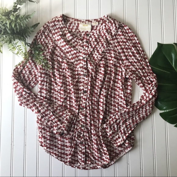 Anthropologie Tops - Anthropologie top red white button up printed Maeve